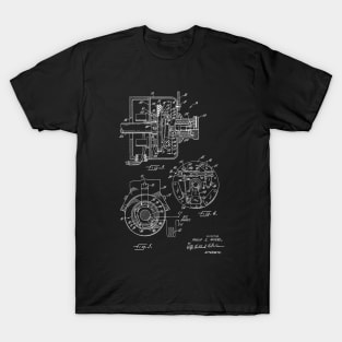 Sewing Machine Power Transmission System Vintage Patent Hand Drawing T-Shirt